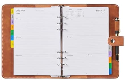 Navulbare weekplanner 2025 met maandtabs en notitiepagina's - A5 formaat