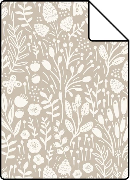 Proefstaal ESTAhome behang bloemetjes lichtbeige - 26.5 x 21 cm - 131253-S