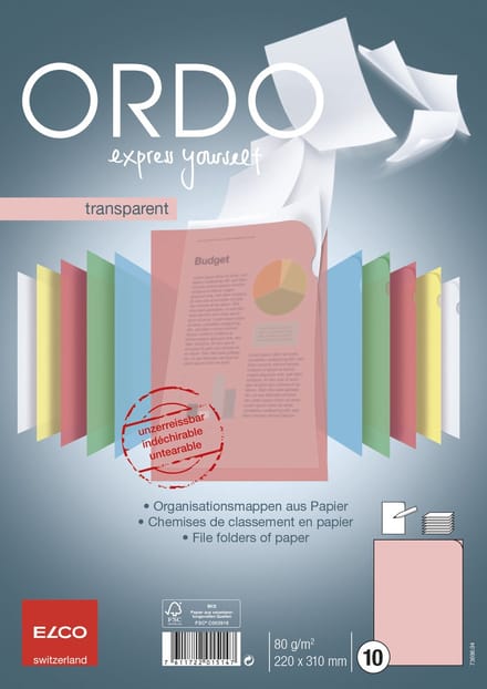 Elco Ordo Classico Transparant L-map Papier FSC A4 80 g/m² rood 10 stuks