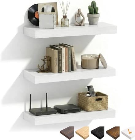 Witte zwevende planken set van 3 - MDF wandplanken met onzichtbare beugels
