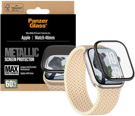 PanzerGlass Screenprotector geschikt voor Apple Watch - 46 mm Glazen | PanzerGlass Metallic Screenprotector