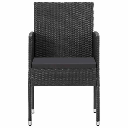 vidaXL - Tuinstoelen - 2 - st - met - zwarte - kussens - poly - rattan - zwart