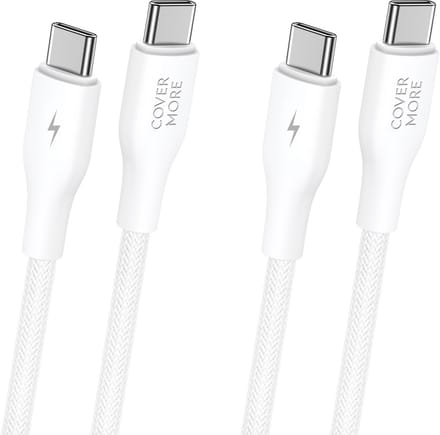 Usb C naar usb C kabel - 1 meter - Snellaadkabel - Snel oplader - Geschikt voor opladen android smartphone met usb C ingang - 2 stuks - Wit