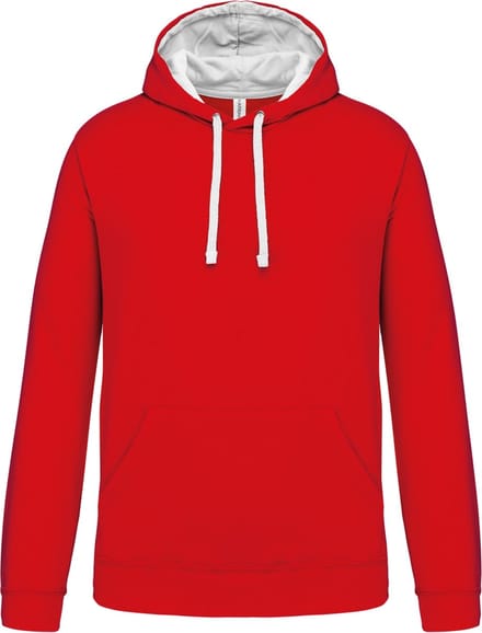Kariban Hooded sweater met contrasterde capuchon K446 - Red / White - M