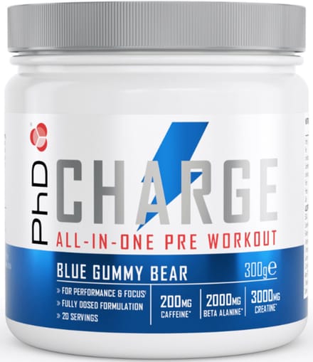 PhD Charge All-In-One Pre-Workout (20 serv) Blue Gummy Bear - Pre-Workout - Pre-Workout Booster