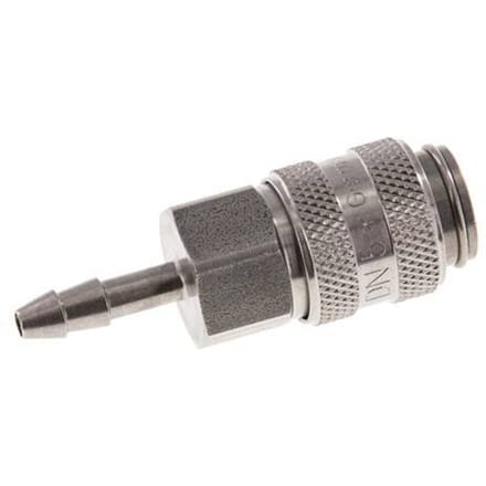RVS DN 5 Luchtkoppeling Snelkoppeling 4 mm Slangpilaar Double Shut-Off