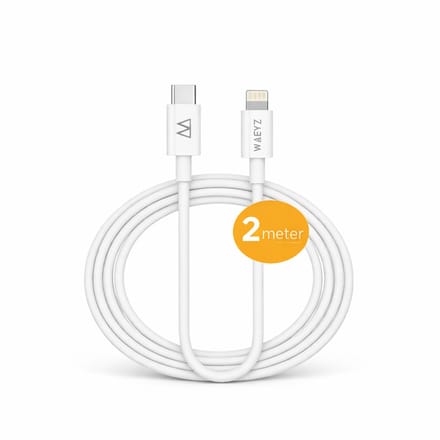 WAEYZ USB-C kabel naar Compatible Lightning aansluiting 2 Meter – Snellaad Oplaadkabel – Geschikt voor iPhone & iPad met Lightning aansluiting