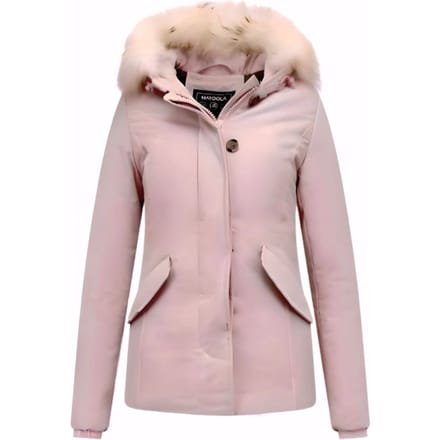 Matogla Korte winterjas met te echte bontkraag roze