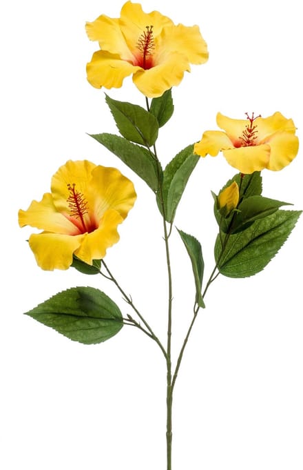 Emerald - Kunstbloem Hibiscus 82cm geel - Kunstplant voor binnen