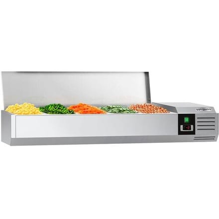 GGM Gastro Opzetkoelvitrine PREMIUM - 1200x335mm - 5x GN 1/4 zilver