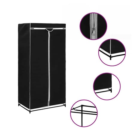 vidaXL - Kledingkast - 75x50x160 - cm - zwart