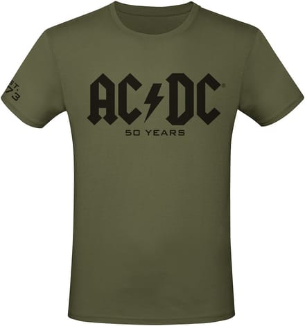AC/DC 50 Years Logo Heren T-shirt - olijf - S