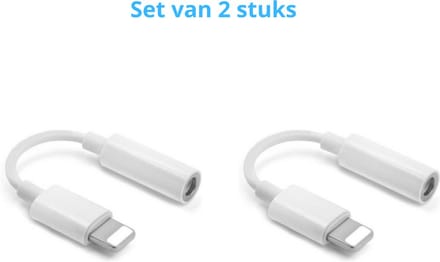 Lightning naar 3.5mm Jack Aux Adapter - Set van 2 stuks - Geschikt voor iPhone - Audio Converter - Wit