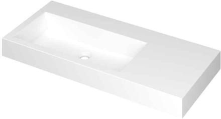 INK Momento Wastafel Polystone Wasbak Links Zonder Kraangat - 1000x450x90 mm - Mat Wit