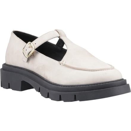 Hush Puppies Nella T-Bar Suède Dames Crème Schoenen