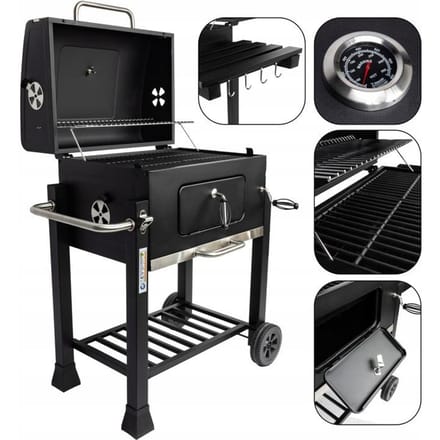 Grote Gietijzeren Houtskool BBQ met Deksel & Thermometer