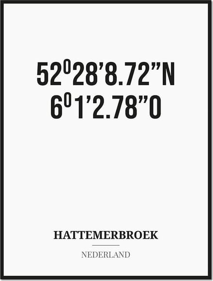 Poster/kaart HATTEMERBROEK met coördinaten