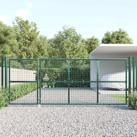 vidaXL - Tuinhek - van - gaas, - groen - 350x125 - cm, - gegalvaniseerd - staal