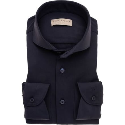 John Miller Overhemd Uni Slim Stretch Donker Blauw / male