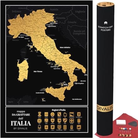 Scratch Map Italië - Grote Scratch Map van Italië - Scratchable Posters voor Reis- en Cultuurliefhebbers
