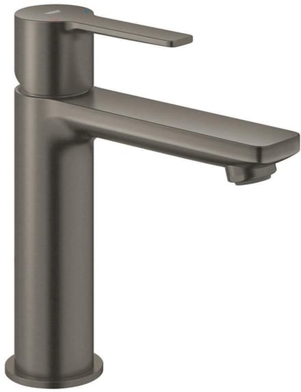 GROHE Lineare wastafelkraan - s-size - met klikwaste - geborsteld hard graphite (antraciet)