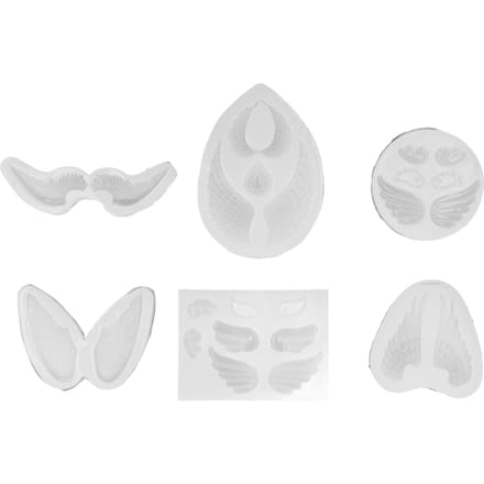 6 Pièces Moule en Silicone Forme Aile d'Ange Flexible Doux Réutilisable Moule en Silicone Transparent pour Bricolage white