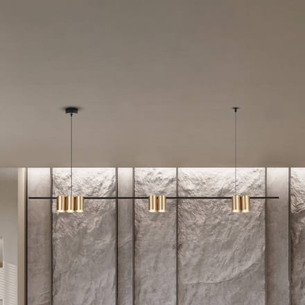 Eko-Light Hanglamp Genesis, aluminium zwart/goud, 7 x GU10, lengte 150 cm