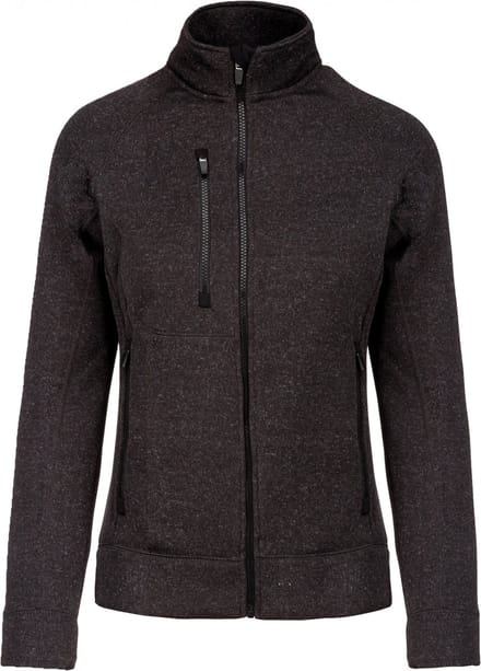 Kariban Heather damesvest met rits K9107 - Dark Grey Melange - S