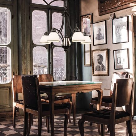 Viokef Clair - 5-lamps hanglamp met glazen kappen
