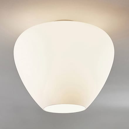 Lindby - plafondlamp - 1licht - glas, metaal - H: 33.5 cm - E27 - wit, chroom