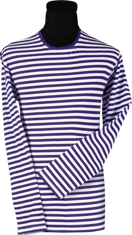Shirt Gestreept - Unisex - Carnaval - Lange Mouw - Blauw-Wit - Maat L