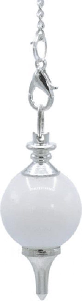 Pendel gepolijste witte agaat & metaal - 3.5x1.7 cm - 12 g - M