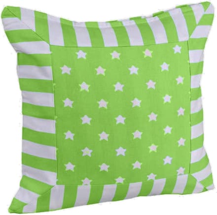 Homescapes Groene Ster Kussenhoes met Gestreepte Rand 45 x 45 cm
