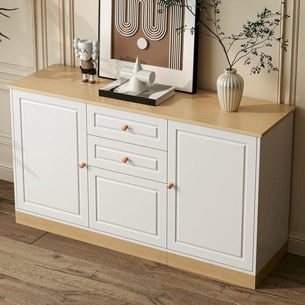 BLACKCOLORS Buffetkast, drie deuren, dubbele lade, geschikt voor de woonkamer en eetkamer, multifunctioneel opbergmeubel.