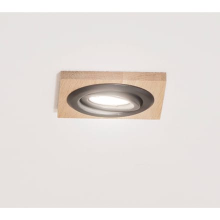Lamkur Plafond inbouwlamp Tobby, 10 x 10 cm, eikenhout, GU10
