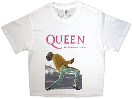 Queen - Wembley Stadium Magenta Logo Crop top - M - Wit