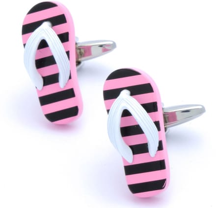 Manchetknopen - Slippers Zwart en Roze