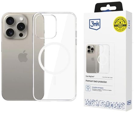 MagSafe-hoes voor Apple iPhone 15 Pro Max, 3MK, Clear MagCase, Transparant