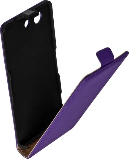 Lelycase Lederen Flip Case Cover Hoesje Sony Xperia Z3 Compact / Z3 Mini Paars
