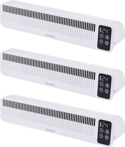 Evolar Radiator Ventilator Draadloos - 3 stuks - 3W - Wit - 5200 mAh accu - met timer en Slimme Modus - Kachelventilator - EVO-RFW03