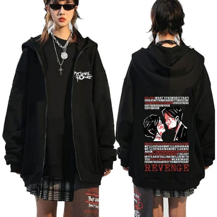 Chemical Romance Mcr Dode Rits Trui Zwart Parade Punk Emo Rock Rits Sweatshirt Mannen S black