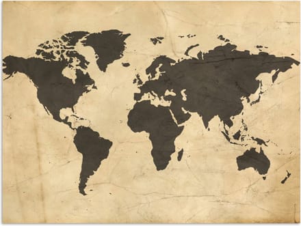Poster - Wereldkaart - Sepia - Vintage - Bruin - 40x30 cm