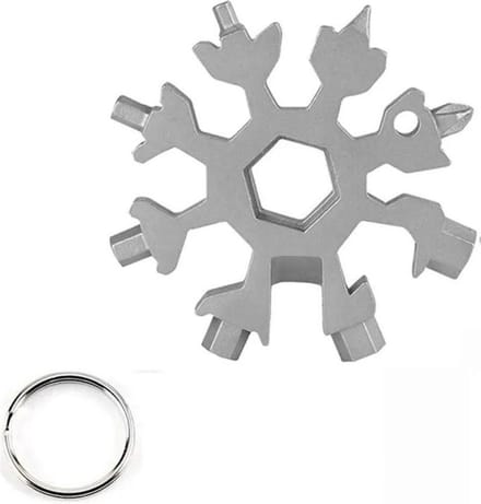 DW4Trading 19-in-1 Multitool - Sneeuwvlok - Gereedschap - Sleutelhanger - Schroevendraaier - Zilver