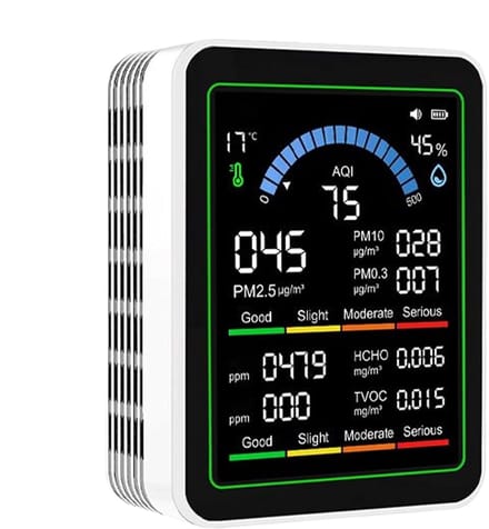 Luchtkwaliteit Meter - Binnenlucht Monitor - Gezond Wonen - Draadloze Sensor - Compact Ontwerp - Wit