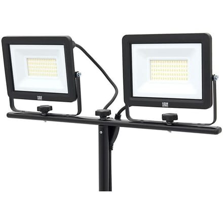 HBM dubbele LED bouwlamp met statief 50W 4700 lm 5000K IP65 aluminium zwart