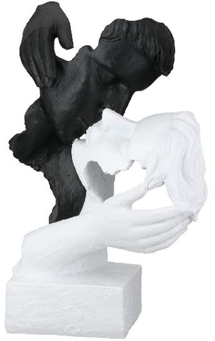 Sculptuur - Lieveling - Een kus van een geliefde - Zwart en Wit - Beeld - Polyresin