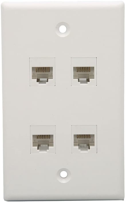 4 Poorten Ethernet Muurplaat Cat6 Keystone Jack RJ45 Inline Koppeling Vrouwelijk Vrouwelijk Wit .