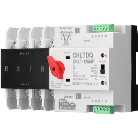 Compacte automatische omschakelaar Elektrische keuzeschakelaars Dubbele stroomschakelaar Zonne-energierail 4P-63A