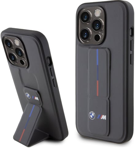 BMW Back Cover - Apple iPhone 15 Pro - Grijs - Ingebouwde kickstand - Stevige behuizing