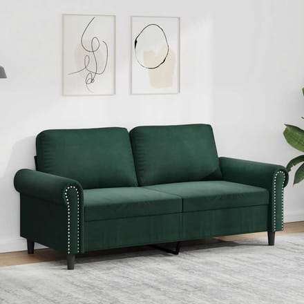 Vidaxl Bank 2-Persoons, Donkergroen, 140 Cm, Bekleed met Fluweel